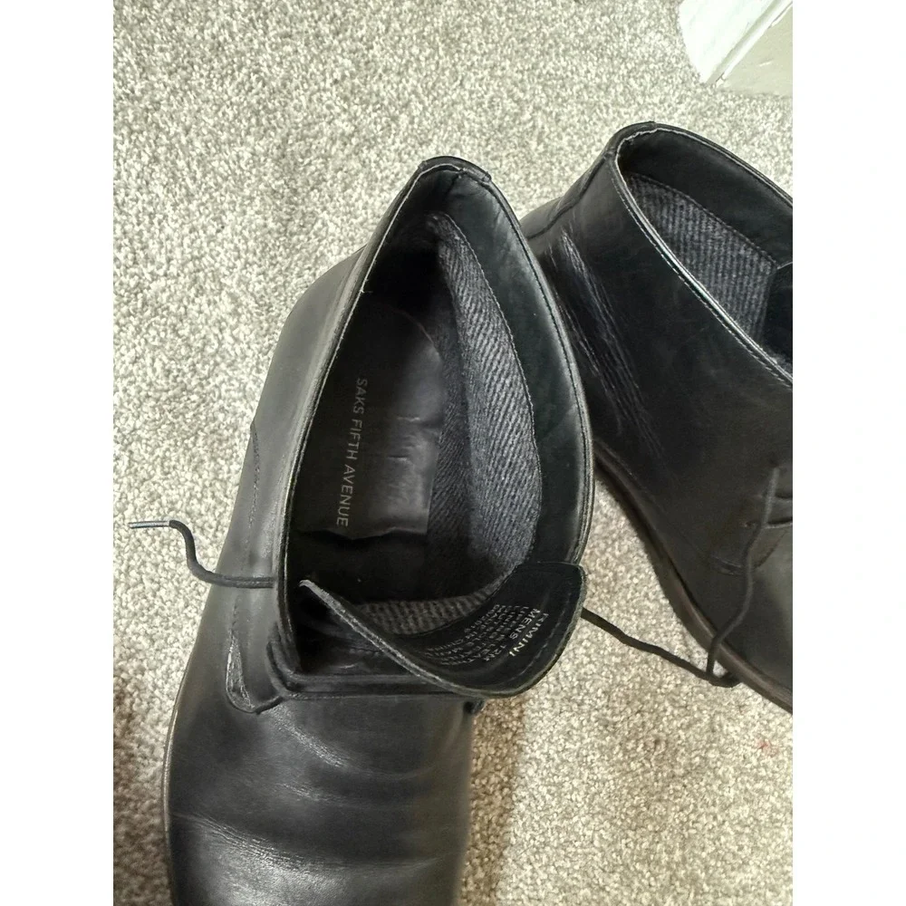 Saks Fifth Avenue Rimini Mens Black Leather Chukka Ankle Boots‎ Size 12M